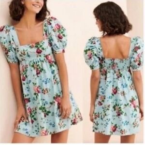 Laura Ashley x Urban Outfitters Penelope babydoll dress light blue floral XS